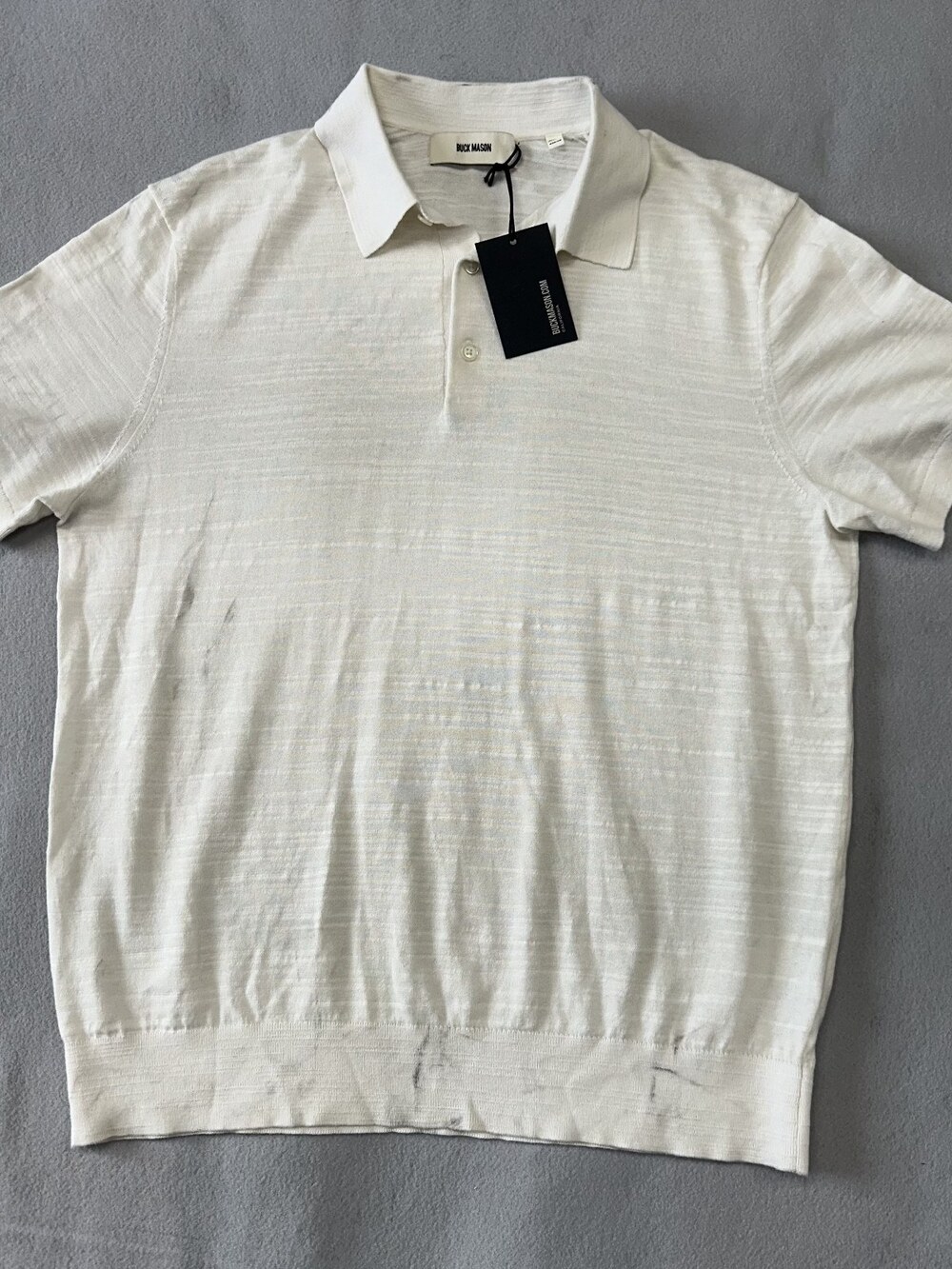 Buck Mason Avalon Knit Polo Ivory Sweater Knit Sz MEDIUM MSRP $128 [CE2]